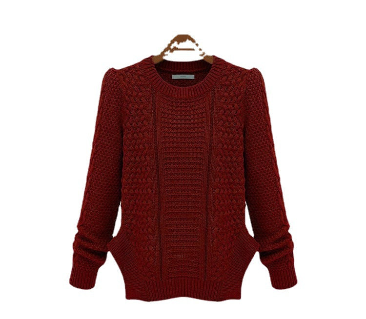 Damen Strickpullover mit strukturierter Oberfläche und seitlichen Taschen Drune