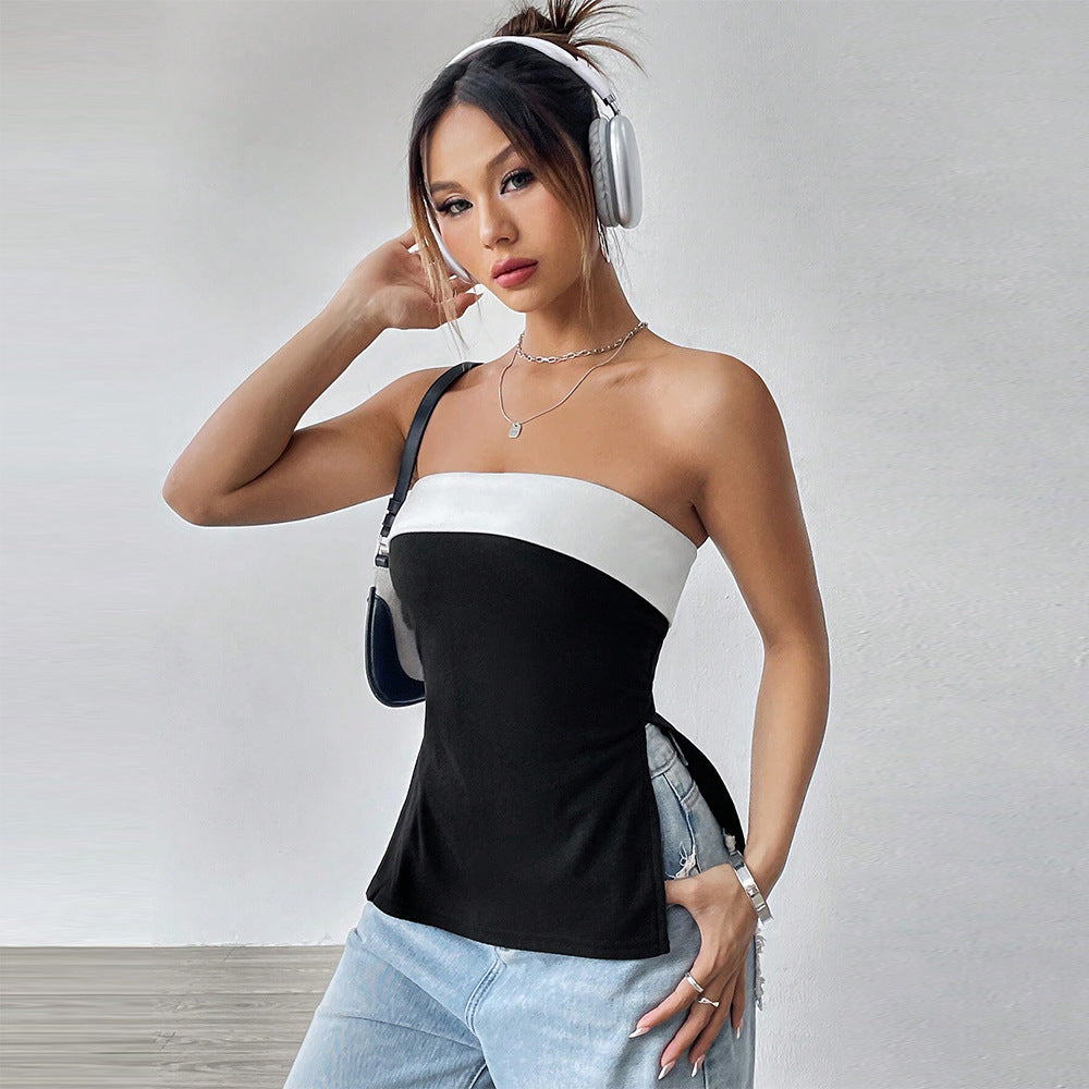 Damen Trägertop mit figurbetonender Silhouette und elegantem Kontrastdesign Drune