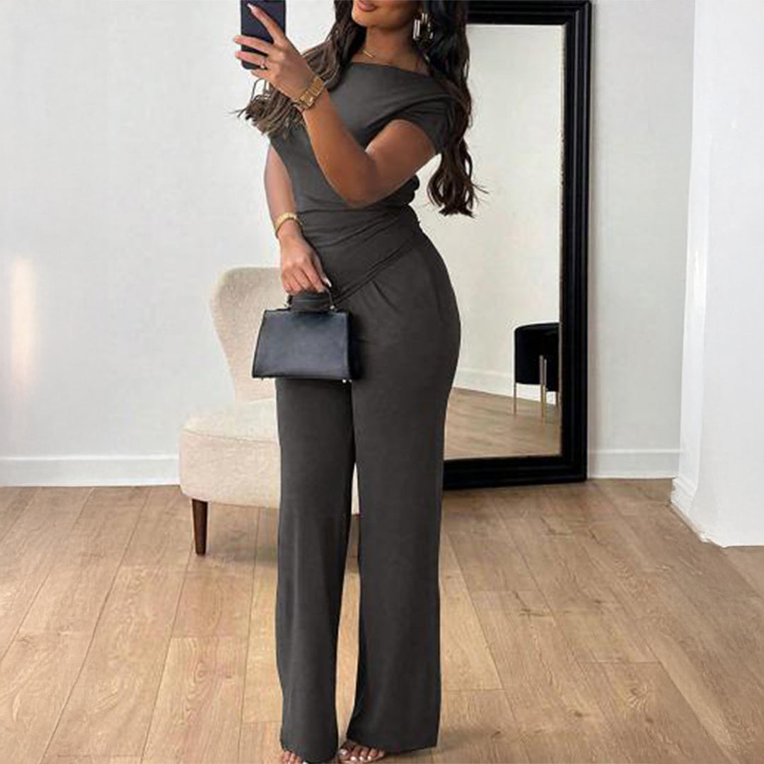 Damen Eleganter Overall mit Wickeldesign und weitem Bein Drune