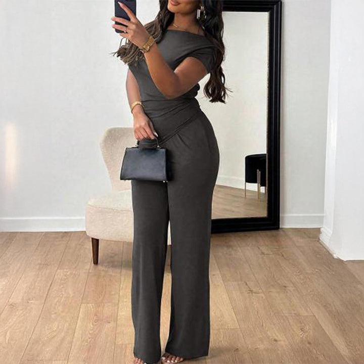 Damen Eleganter Overall mit Wickeldesign und weitem Bein Drune