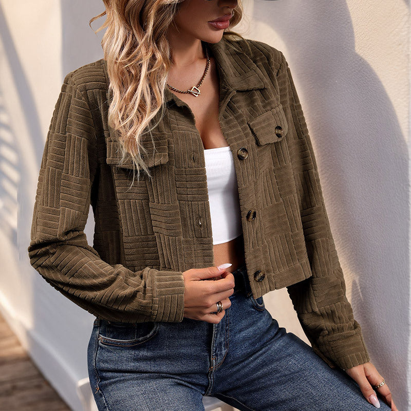 Damen lässiger Blouson mit strukturiertem Design und praktischen Taschen Drune