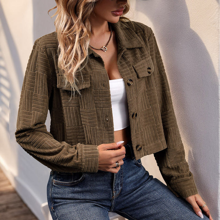 Damen lässiger Blouson mit strukturiertem Design und praktischen Taschen Drune