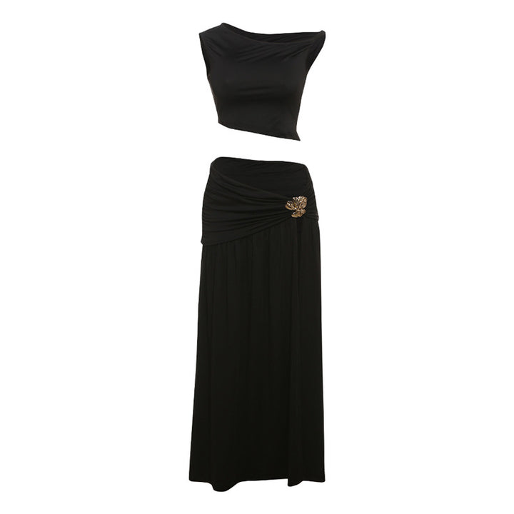 Damen Elegantes 2-teiliges Ensemble mit figurbetontem Oberteil und fließendem Rock Drune
