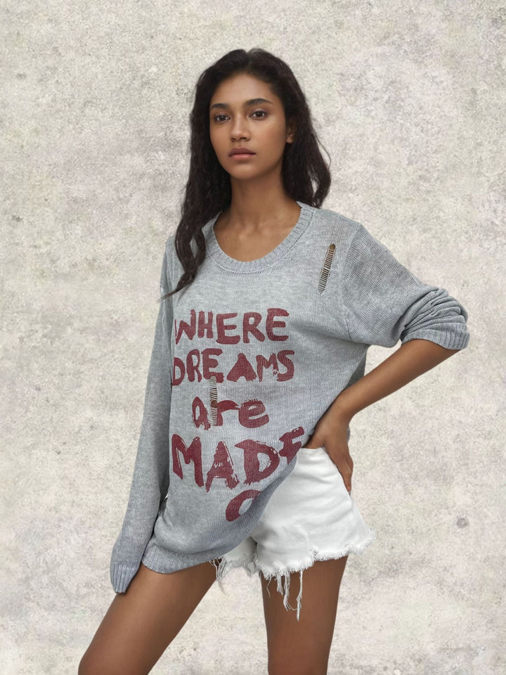 Damen Sweatshirt mit auffälligem Schriftzug und lässigem Schnitt Drune