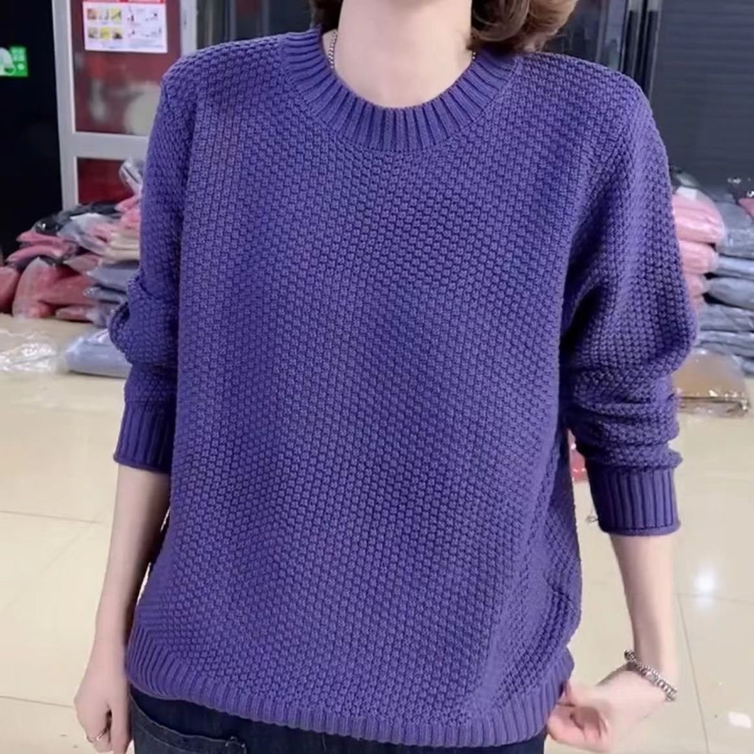 Damen lässiger Strickpullover mit strukturierter Oberfläche und weitem Schnitt Drune