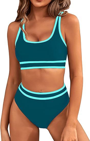 Damen Sportlicher Hochgeschnittener Bikini Drune