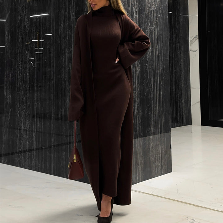 Damen Strick Kleid mit Longcardigan Drune