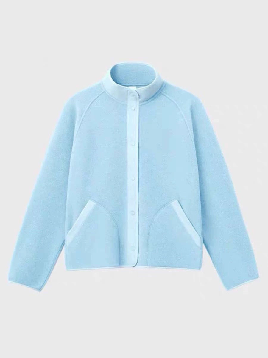 Damen kuschelige Fleece-Jacke mit elastischem Kragen und praktischen Taschen Drune
