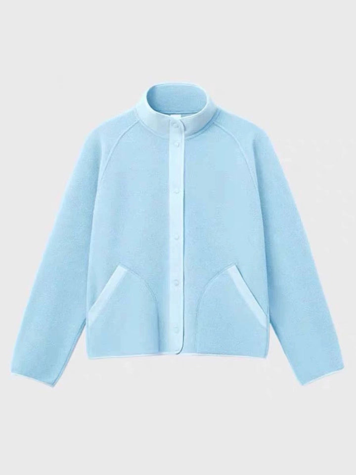 Damen kuschelige Fleece-Jacke mit elastischem Kragen und praktischen Taschen Drune