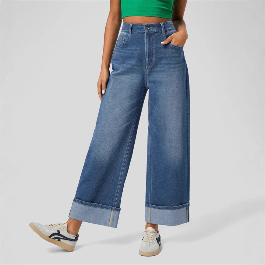 Damen Relaxed Fit Wide-Leg Jeans Drune
