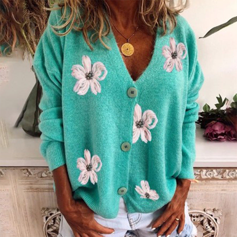 Damen Verspielter Cardigan mit floralem Muster Drune