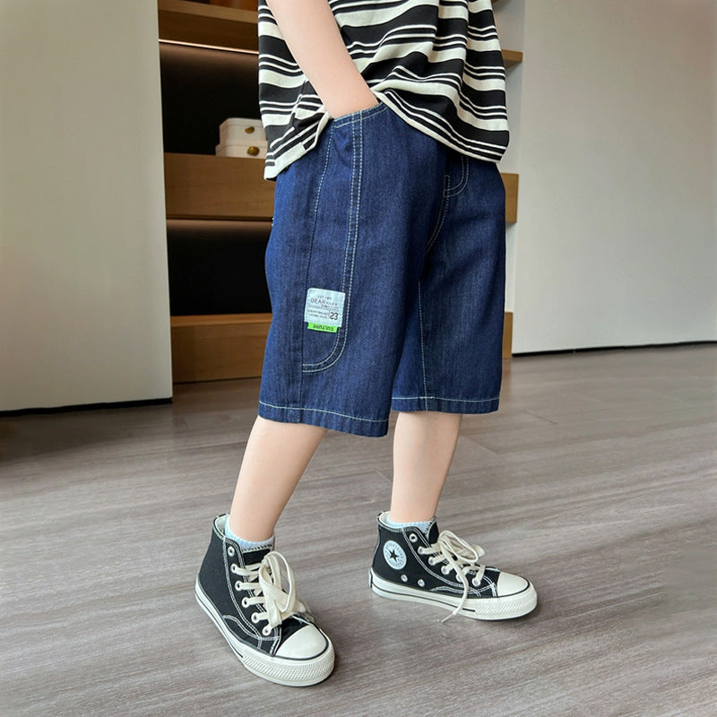 Jungen lässige Denim-Shorts mit funktionalen Taschen Drune