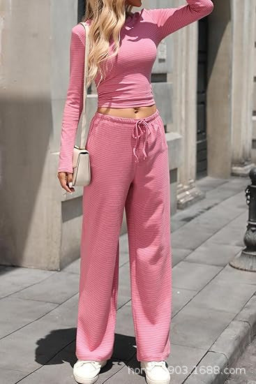 Damen lässiges Longsleeve Freizeit-Set mit weitem Schnitt Drune