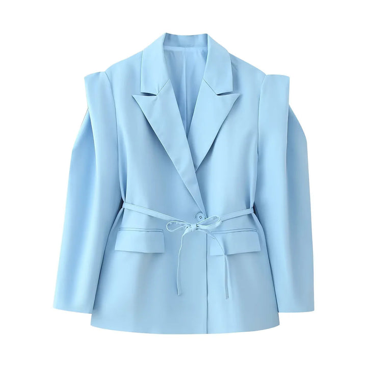 Damen Blazerjacke mit breiten Schultern und taillierbarem Gürtel Drune