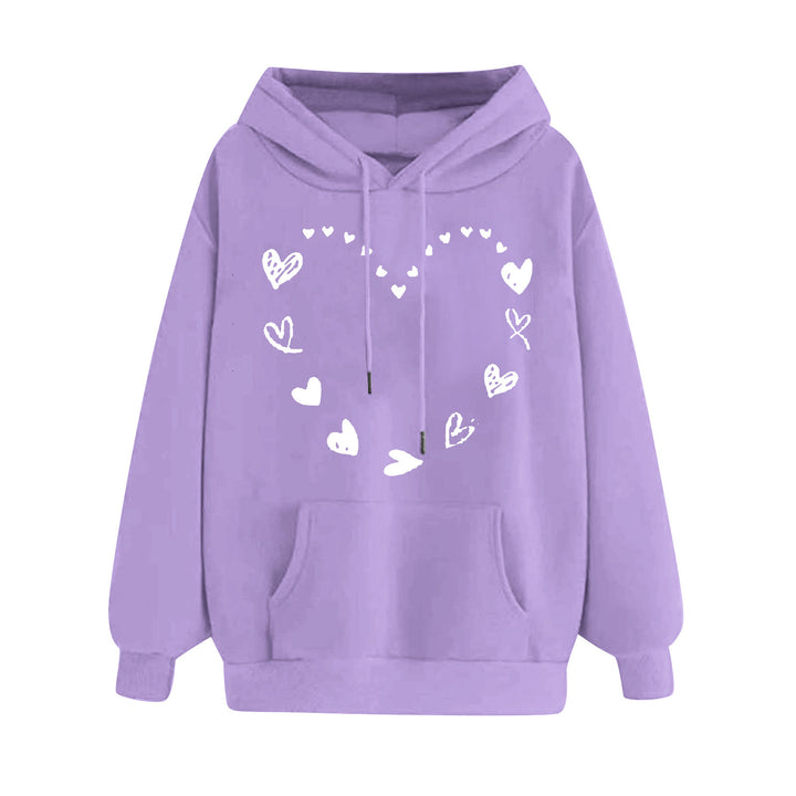 Damen Kapuzensweater mit verspieltem Herzmotiv und bequemer Kängurutasche Drune