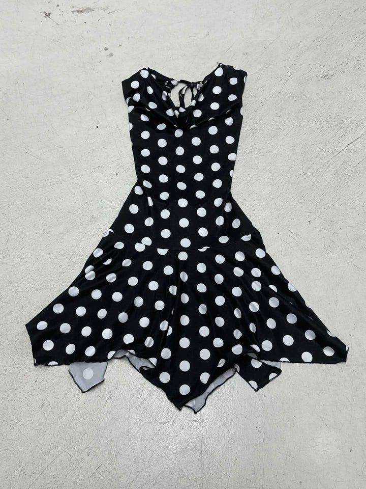 Damen verspieltes Polka Dot Kleid mit leichtem Stoff und tiefem V-Ausschnitt Drune