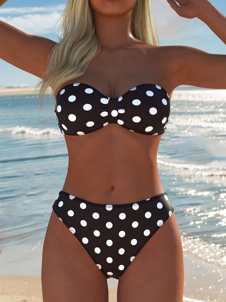 Damen Bikini-Set mit stilvollem Bandeau-Oberteil und elegantem hoch geschnittenen Höschen Drune