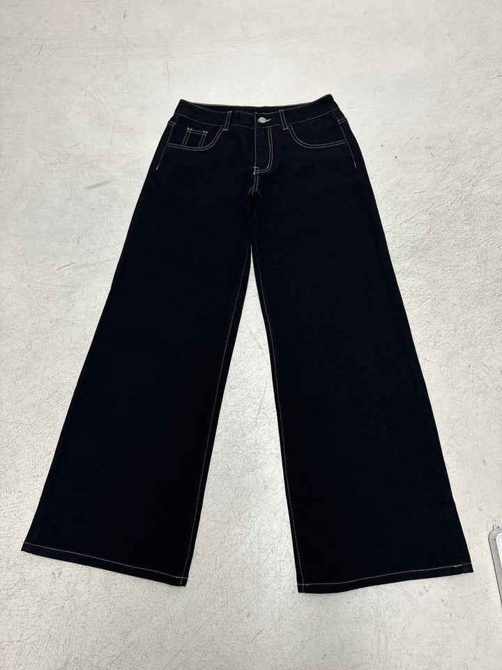 Damen Weite Jeans mit hoher Taille und ausgefranstem Saum Drune