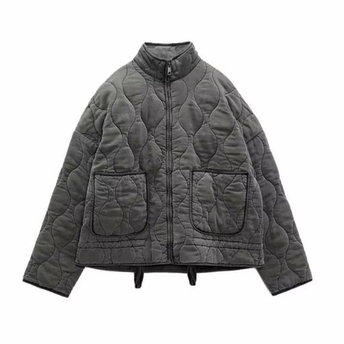 Herren nan gesteppte Übergangsjacke mit Stehkragen, zwei aufgesetzten Rundtaschen und Kordelzugsaum Drune