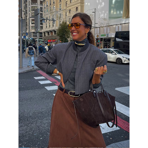Damen modische und lässige Bomberjacke im minimalistischen Design Drune