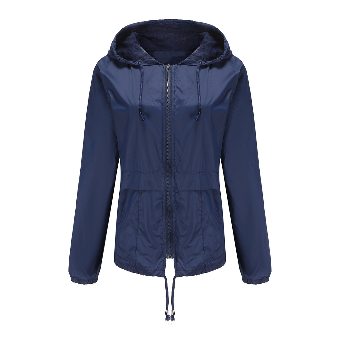 Damen sportliche Windbreaker-Jacke mit verstellbarer Kapuze und elastischen Bündchen Drune