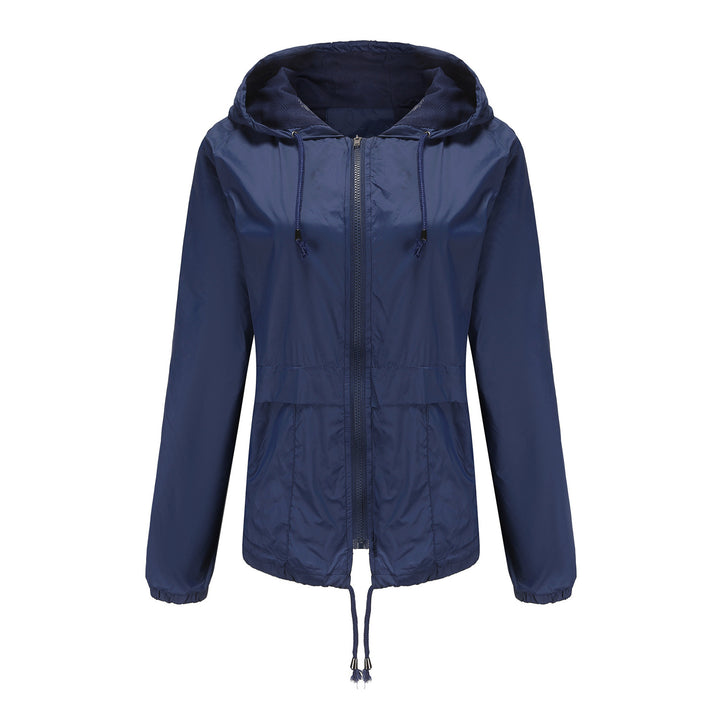 Damen sportliche Windbreaker-Jacke mit verstellbarer Kapuze und elastischen Bündchen Drune