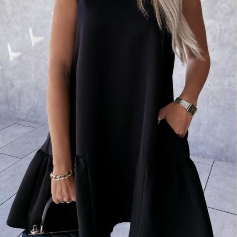 Damen luftiges Sommerkleid mit Rüschensaum Drune