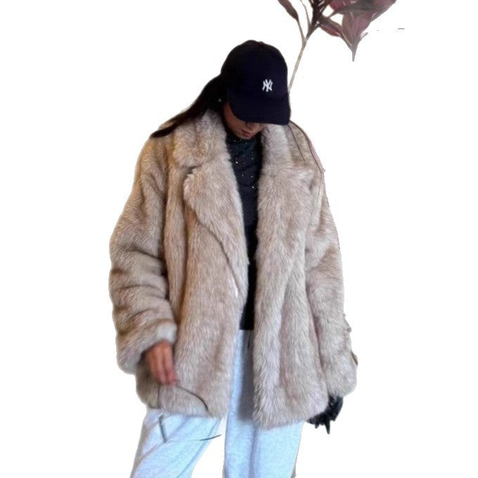 Damen Fleece-Wollmantel mit Oversized-Schnitt Drune