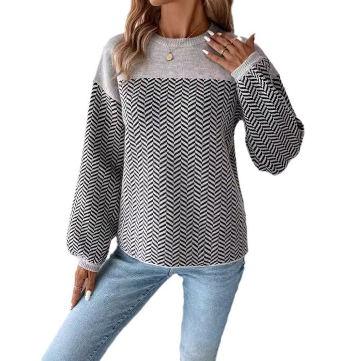 Damen Strickpullover mit modernem Zickzackmuster und lässigem Schnitt Drune