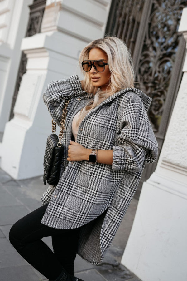 Damen Oversized Hemdkleid im modernen Karomuster Drune