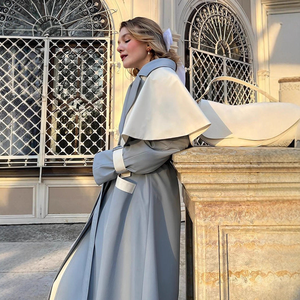 Damen modischer Trenchcoat mit kontrastierendem Farbdesign und eleganten Details Drune