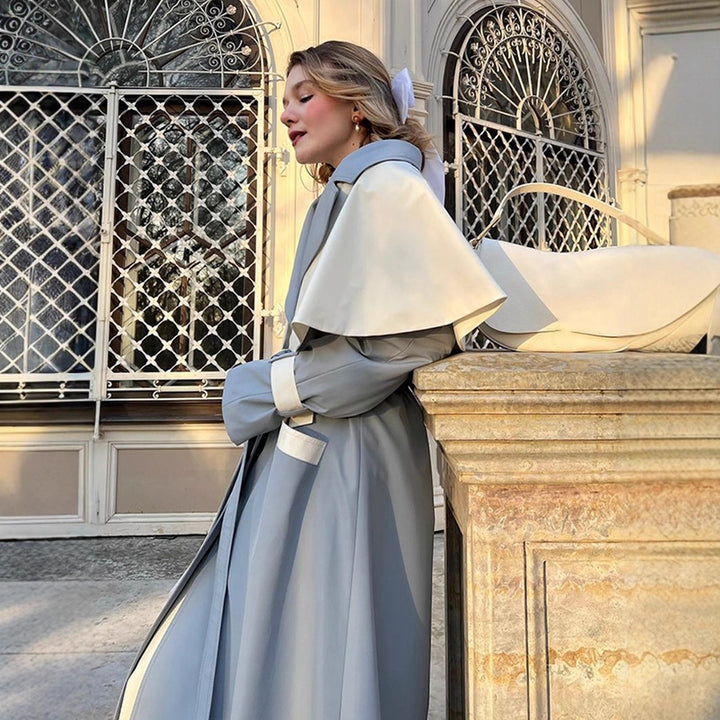 Damen modischer Trenchcoat mit kontrastierendem Farbdesign und eleganten Details Drune