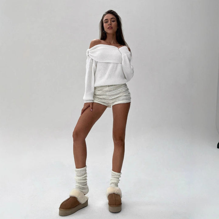 Damen Off-Shoulder Strickpullover Drune