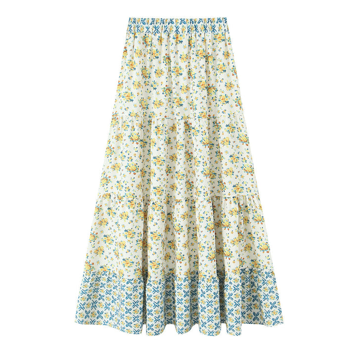 Damen Maxirock mit verspieltem Patchwork-Muster und voluminöser Silhouette Drune