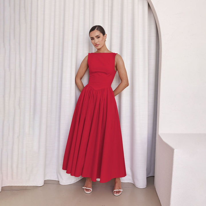 Damen Maxikleid mit zeitlosem Schnitt und elegantem Taillenbund Drune