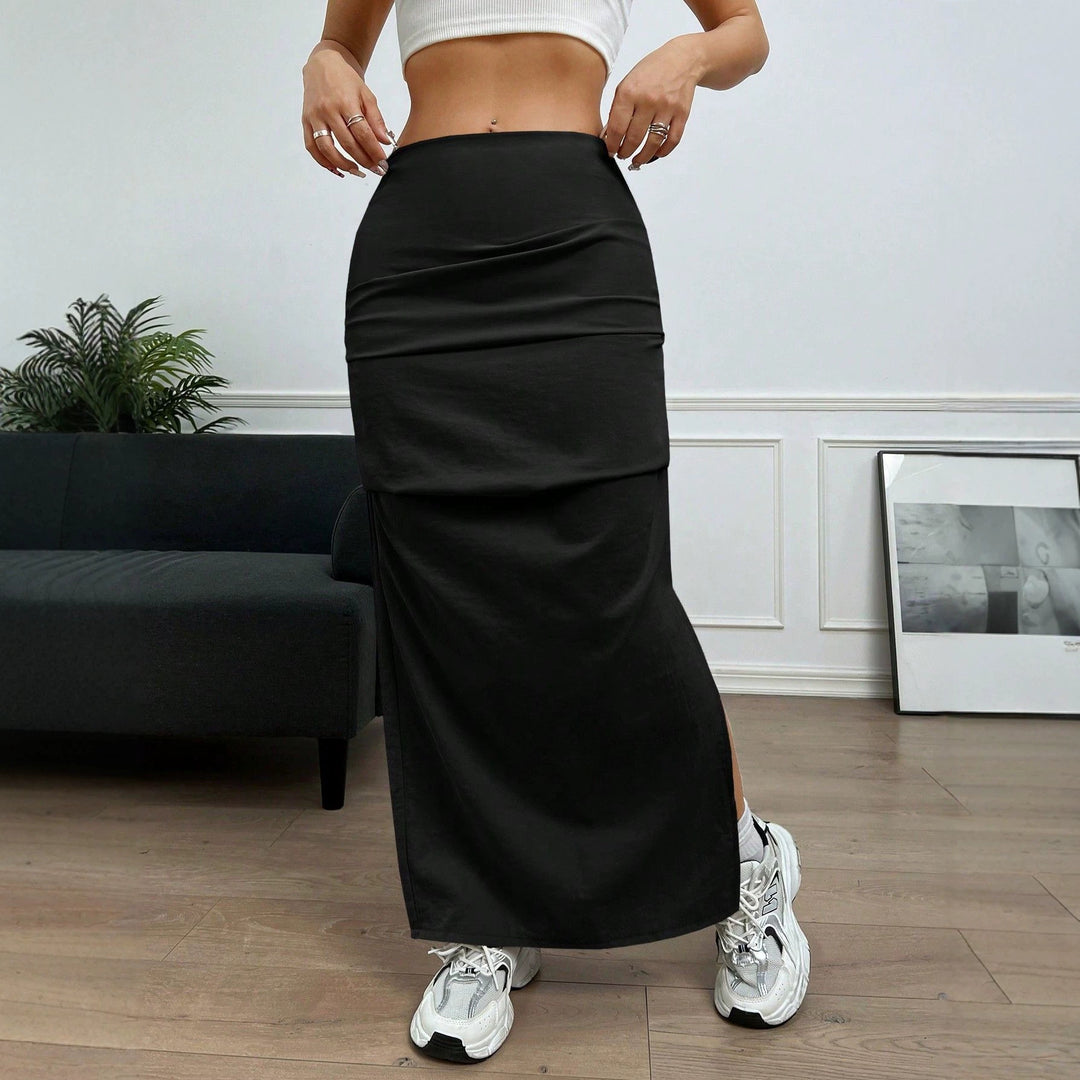 Damen Longskirt mit seitlichem Schlitz und elastischem Bund Drune