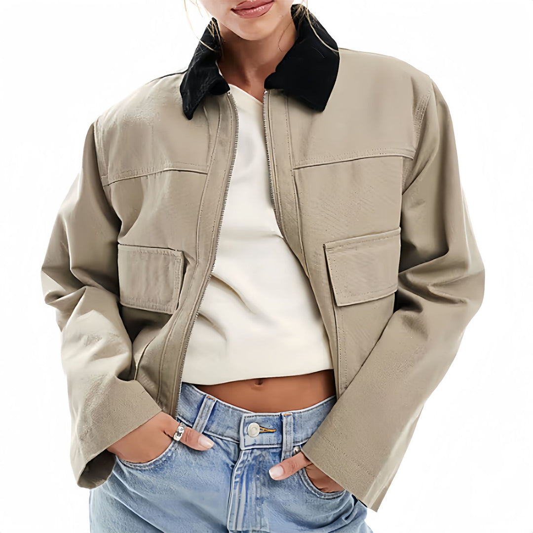Damen modische Kurzjacke im Utility-Stil Drune