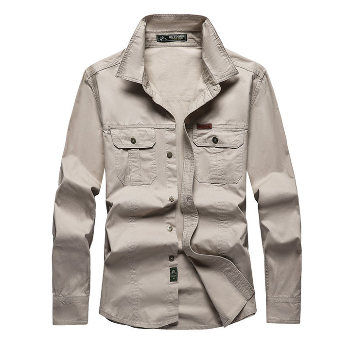 Herren nan Hemdjacke aus robustem Baumwoll-Twill mit verstärkten Brusttaschen Drune
