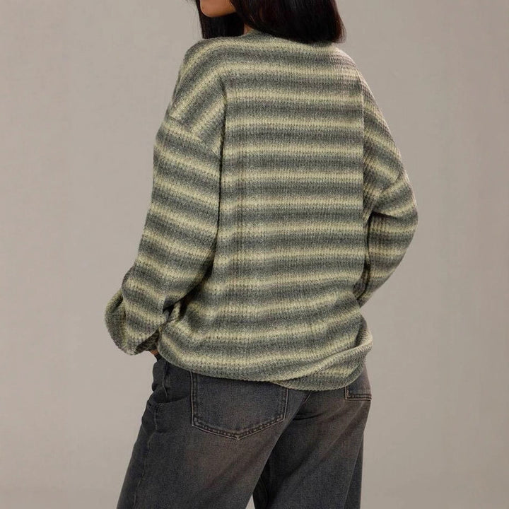 Damen kuscheliger Strickpullover mit modischem Streifenmuster Drune
