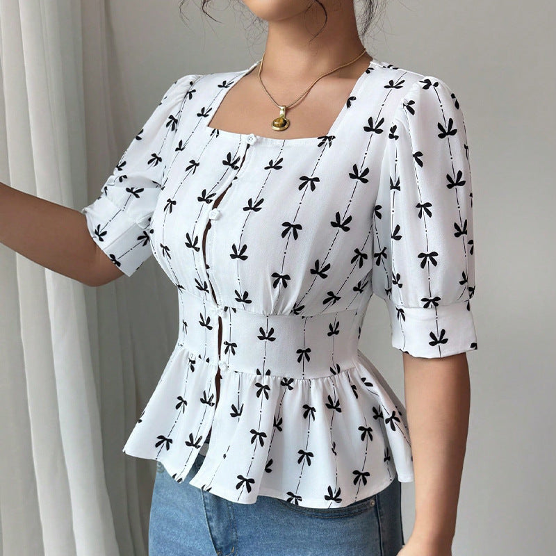 Damen Oberteil mit Puffärmeln und verspieltem Design Drune