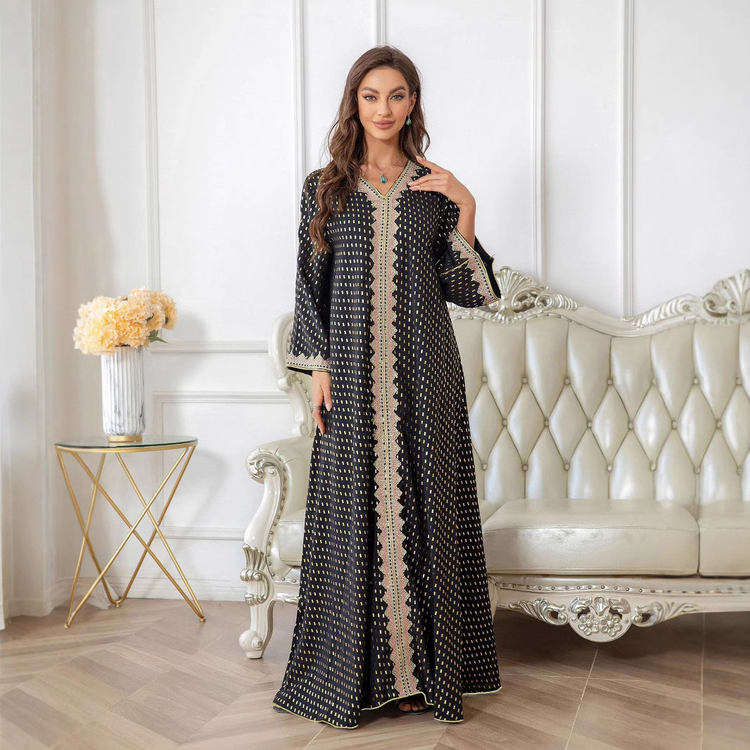 Damen Maxi-Kleid im eleganten Kaftan-Stil mit filigranen Verzierungen Drune