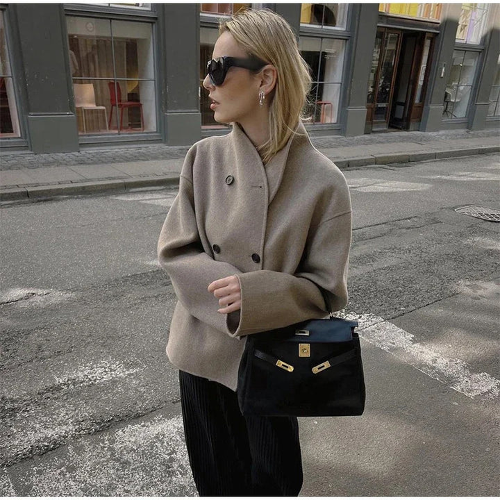 Damen Modische Wolljacke mit übergroßem Schnitt Drune