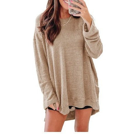 Damen Bequem Überdimensionierter Texturierter Pullover Sweater Drune