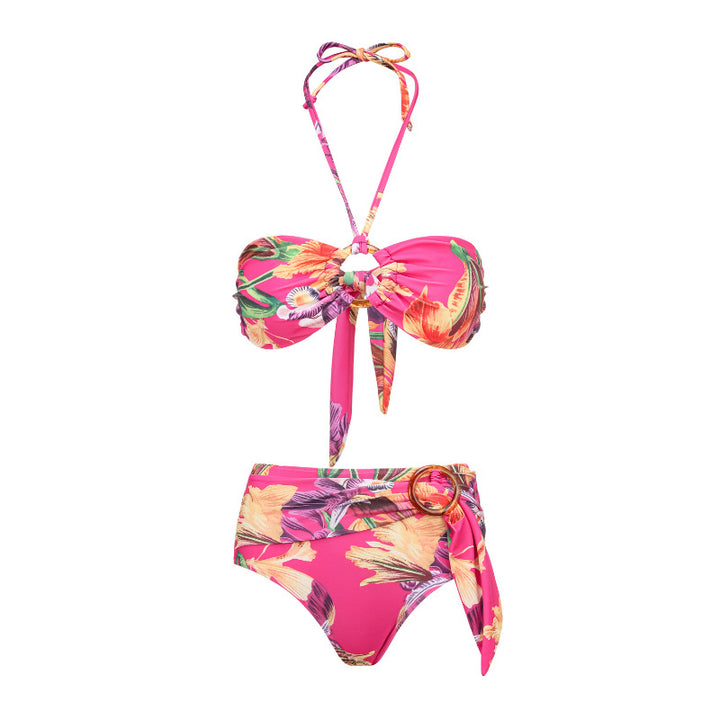 Damen Bikiniset mit floralem Design und modischem Wickelband Drune