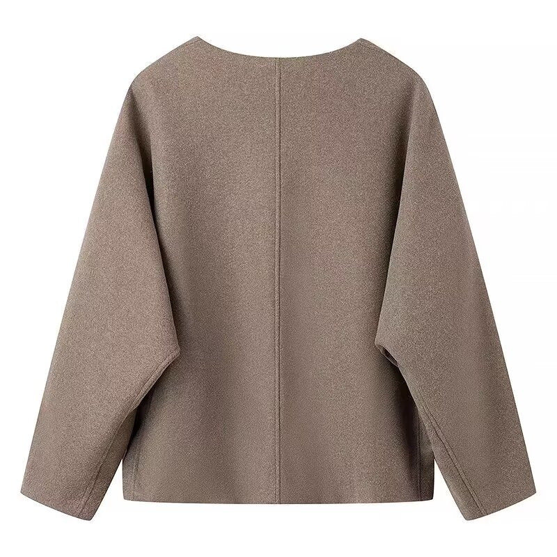Damen elegante modische Jacke mit strukturiertem Gewebe und langen Ärmeln Drune