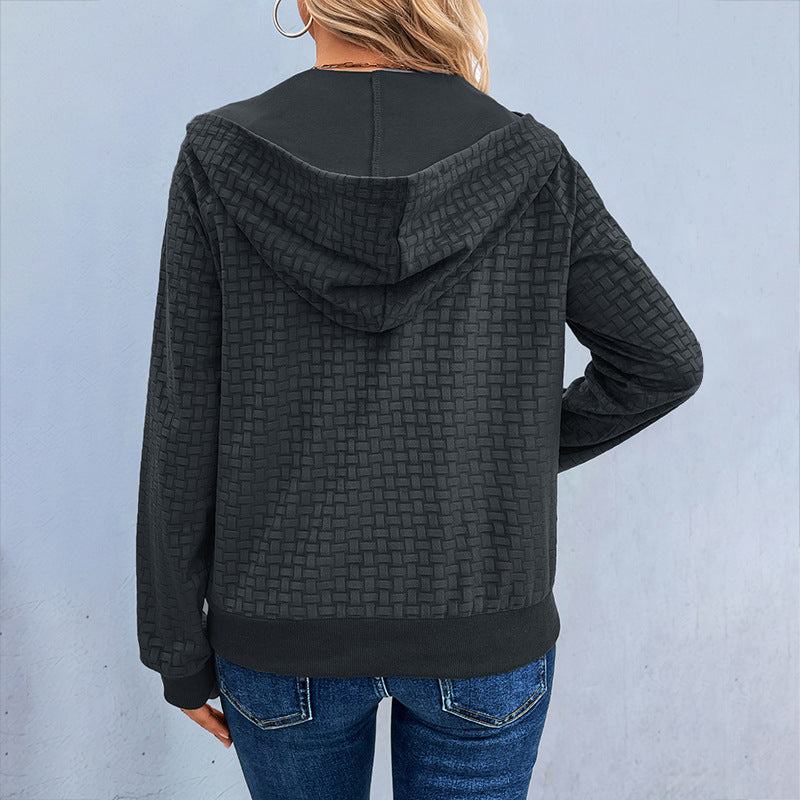 Damen Kapuzenpullover mit strukturiertem Design und dekorativen Knöpfen Drune