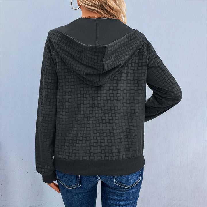 Damen Kapuzenpullover mit strukturiertem Design und dekorativen Knöpfen Drune