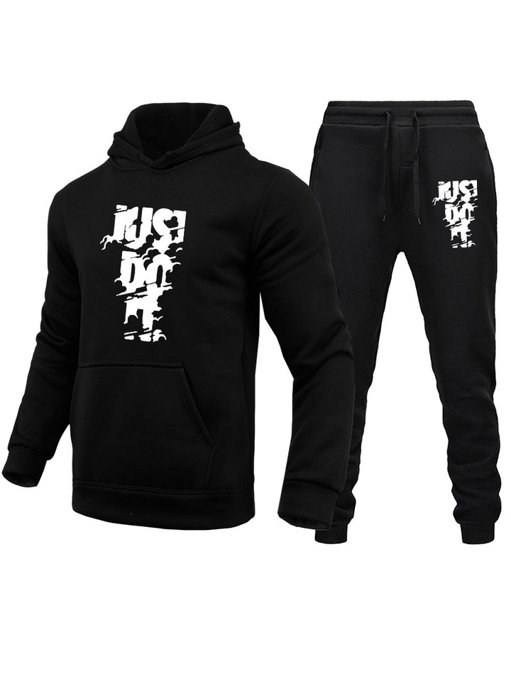 Damen Sportliches Hoodie- und Jogginghose-Set mit modernem Logo-Design Drune