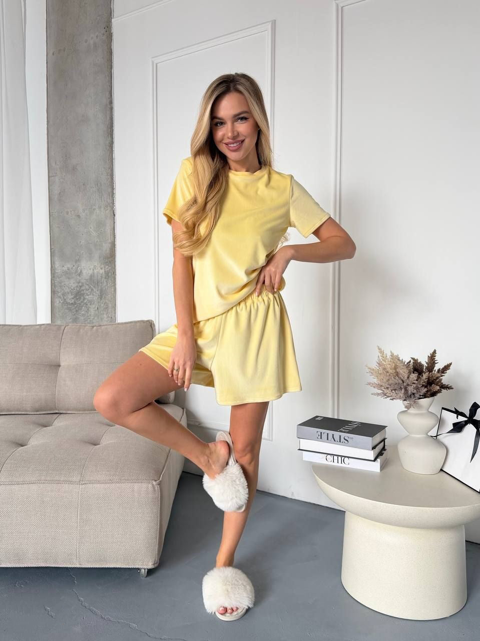 Damen Loungewear-Set aus luxuriösem Samt mit elastischem Bund Drune
