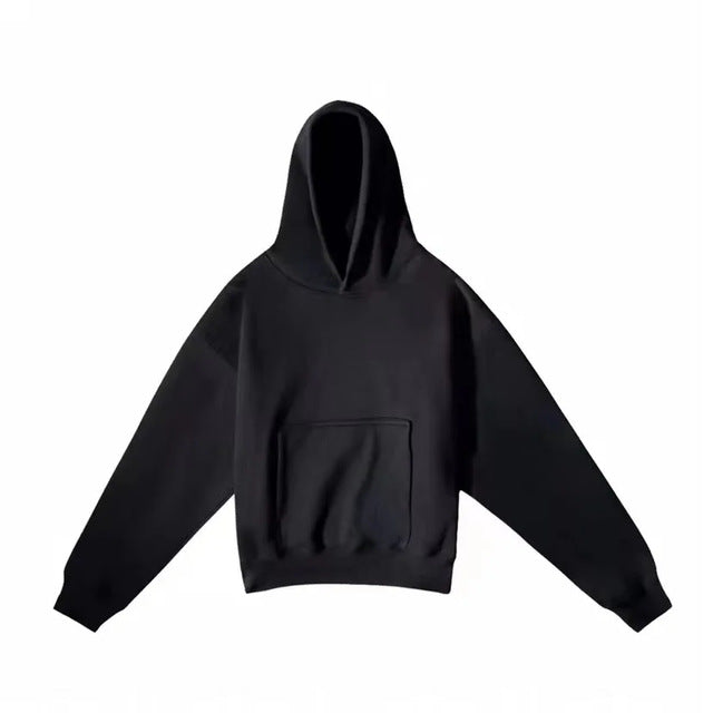 Unisex nan Boxy-Kapuzenpullover mit überlappender Kapuze, verdeckter Kängurutasche und gerippten Bündchen Drune